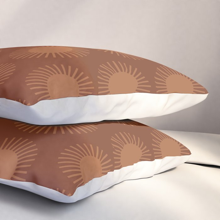 Boho Summer Sun Pattern IX Burnt Red and Orange Pillow Sham Gallery Image 3