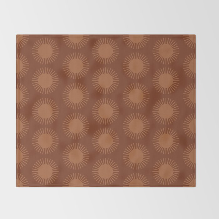Boho Summer Sun Pattern IX Burnt Red and Orange Throw Blanket Gallery Image 2
