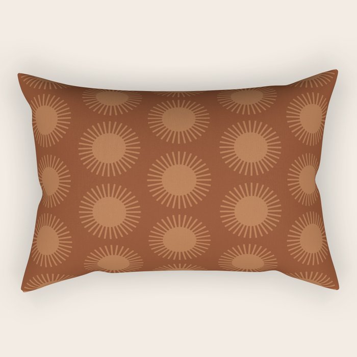 Boho Summer Sun Pattern IX Burnt Red and Orange Rectangular Pillow Gallery Image 2