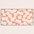 Blooming Abstract Cream and Orange Allium Flowers on Pastel Pink Desk Mat Gallery Image 3