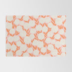 Blooming Abstract Cream and Orange Allium Flowers on Pastel Pink Rug Gallery Image 2