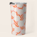Blooming Abstract Cream and Orange Allium Flowers on Pastel Pink Travel Mug Gallery Image 3