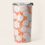Blooming Abstract Cream and Orange Allium Flowers on Pastel Pink Travel Mug Gallery Image 2