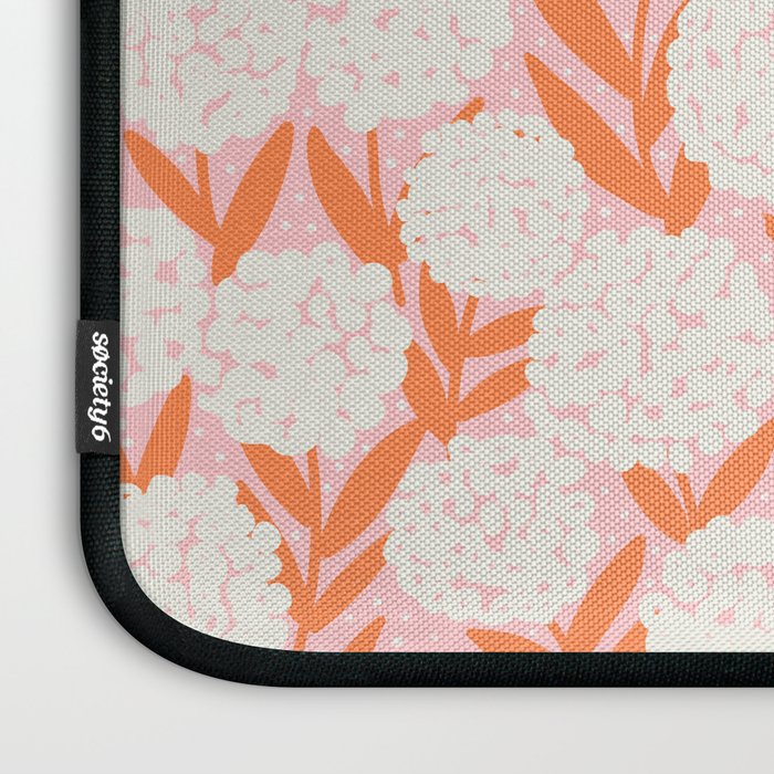 Blooming Abstract Cream and Orange Allium Flowers on Pastel Pink Laptop Sleeve Gallery Image 3