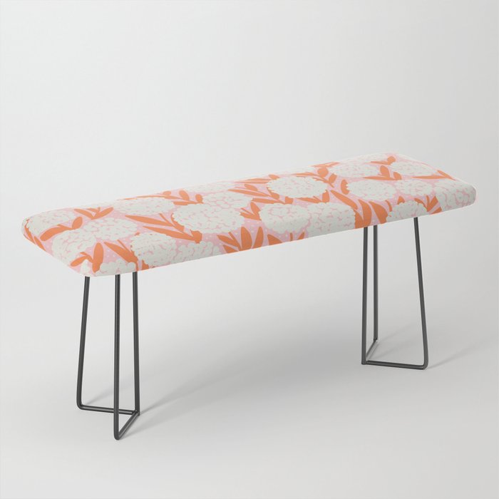 Blooming Abstract Cream and Orange Allium Flowers on Pastel Pink Bench Gallery Image 1
