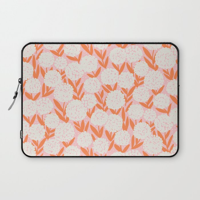 Blooming Abstract Cream and Orange Allium Flowers on Pastel Pink Laptop Sleeve Gallery Image 1