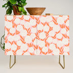 Blooming Abstract Cream and Orange Allium Flowers on Pastel Pink Credenza Gallery Image 1