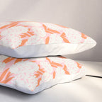 Blooming Abstract Cream and Orange Allium Flowers on Pastel Pink Pillow Sham Gallery Image 3