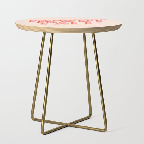 Southern Welcome: Howdy Y'All (Bright Pink And Orange Old West Letters) Side Table Gallery Image 1