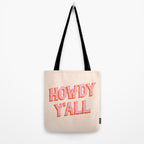 Southern Welcome: Howdy Y'all (bright pink and orange old west letters) Tote Bag Gallery Image 2