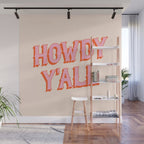 Southern Welcome: Howdy Y'all (bright pink and orange old west letters) Wall Mural Gallery Image 1