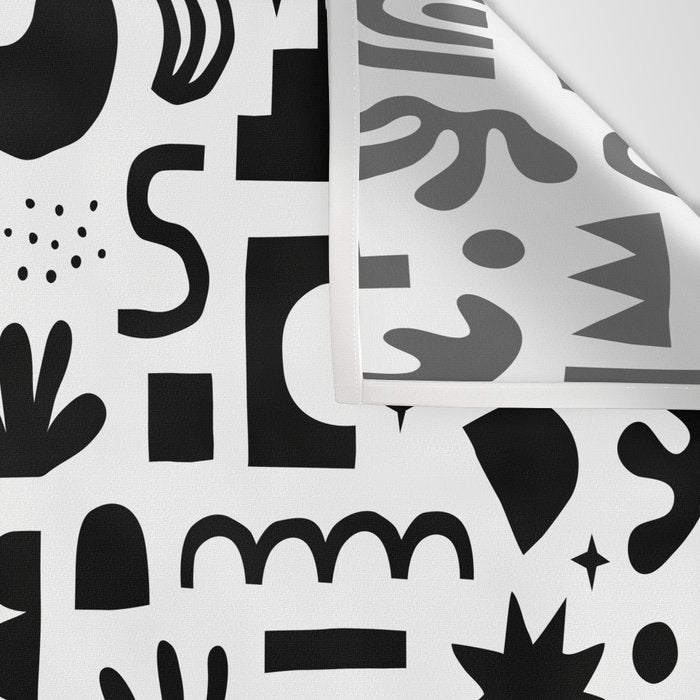Black and white abstract organic shape pattern Wall Tapestry Gallery Image 3