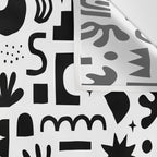 Black and white abstract organic shape pattern Wall Tapestry Gallery Image 3