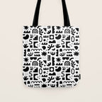 Black and white abstract organic shape pattern Tote Bag Gallery Image 1