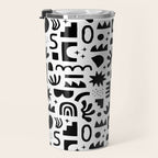 Black and white abstract organic shape pattern Travel Mug Gallery Image 3