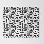 Black and white abstract organic shape pattern Throw Blanket Gallery Image 2