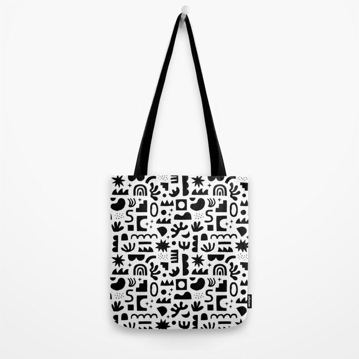 Black and white abstract organic shape pattern Tote Bag Gallery Image 2