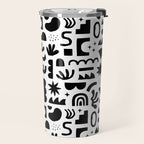 Black and white abstract organic shape pattern Travel Mug Gallery Image 2