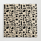 Black and white abstract organic shape pattern Wood Wall Art Gallery Image 1