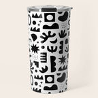Black and white abstract organic shape pattern Travel Mug Gallery Image 1