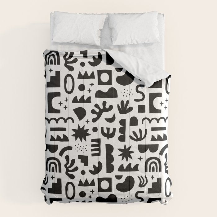 Black and white abstract organic shape pattern Comforter Gallery Image 1