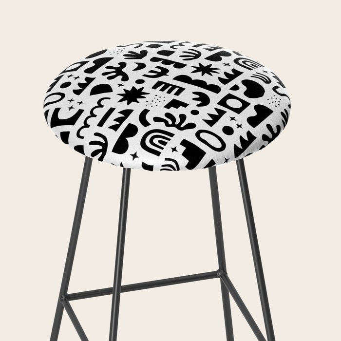 Black and white abstract organic shape pattern Stool Gallery Image 2