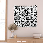 Black and white abstract organic shape pattern Wall Tapestry Gallery Image 2