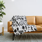 Black and white abstract organic shape pattern Throw Blanket Gallery Image 1