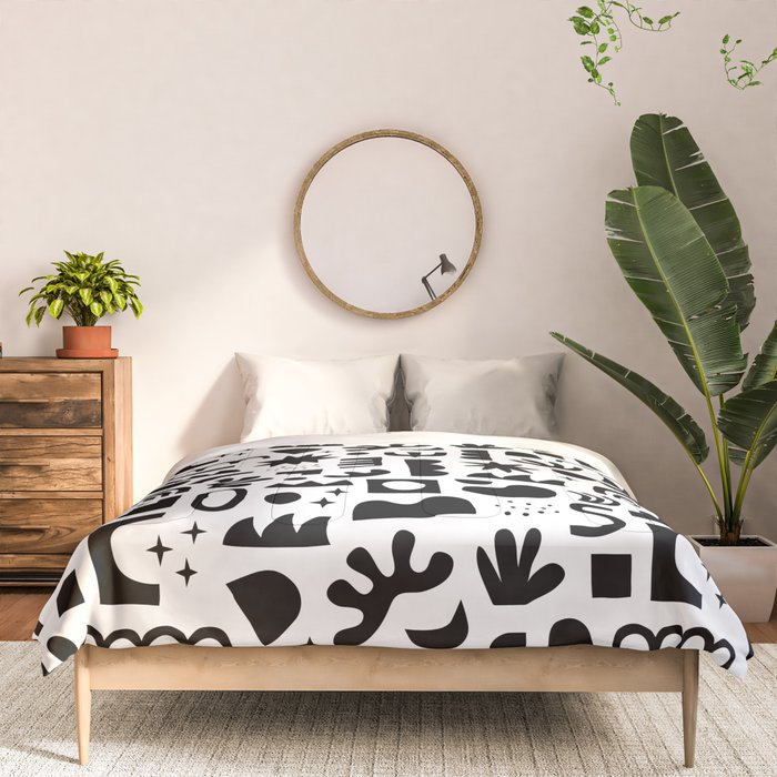 Black and white abstract organic shape pattern Comforter Gallery Image 3