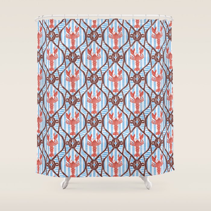 Coastal Lobster Elegance Shower Curtain Gallery Image 1