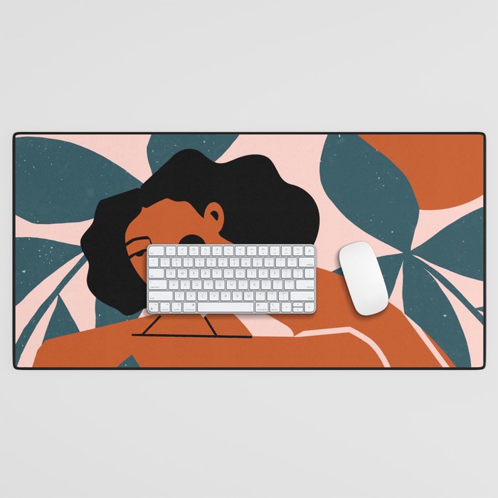 Pink Bikini - Dark Green Flowers Desk Mat Gallery Image 1