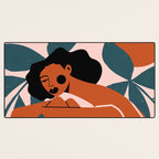 Pink Bikini - Dark Green Flowers Desk Mat Gallery Image 3