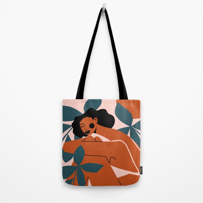 Pink Bikini - Dark Green Flowers Tote Bag Gallery Image 2