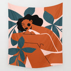 Pink Bikini - Dark Green Flowers Wall Tapestry Gallery Image 4