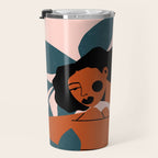 Pink Bikini - Dark Green Flowers Travel Mug Gallery Image 3