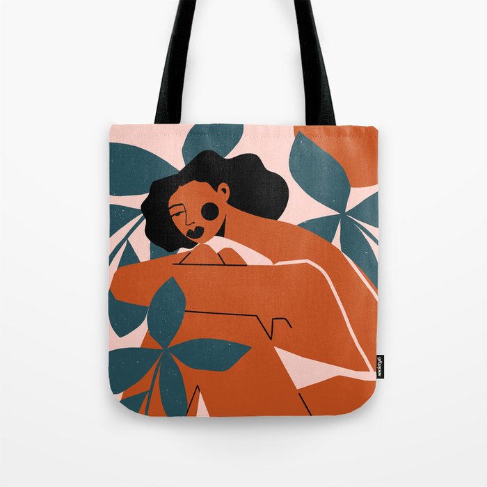 Pink Bikini - Dark Green Flowers Tote Bag Gallery Image 1