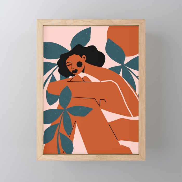 Pink Bikini - Dark Green Flowers Mini Art Print Gallery Image 1