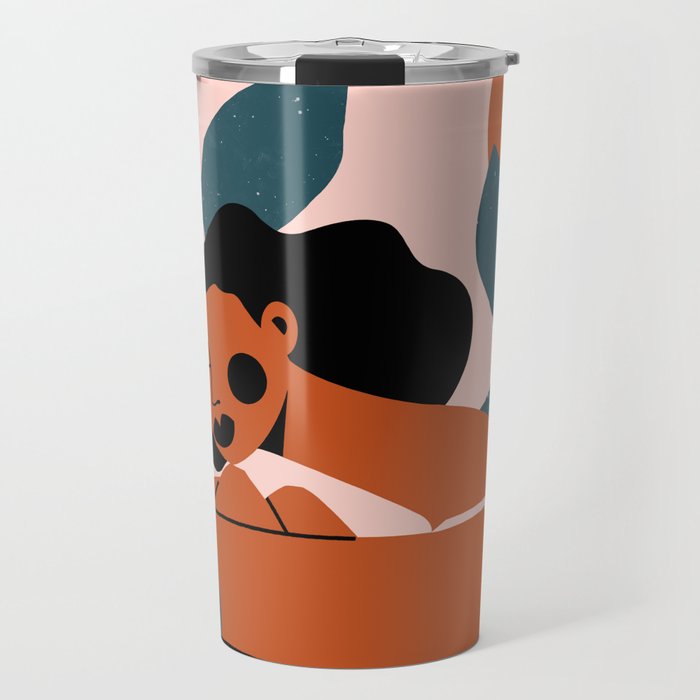 Pink Bikini - Dark Green Flowers Travel Mug Gallery Image 1