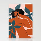 Pink Bikini - Dark Green Flowers Stationery Card Gallery Image 2