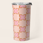 Retro floral check pink Travel Mug Gallery Image 2