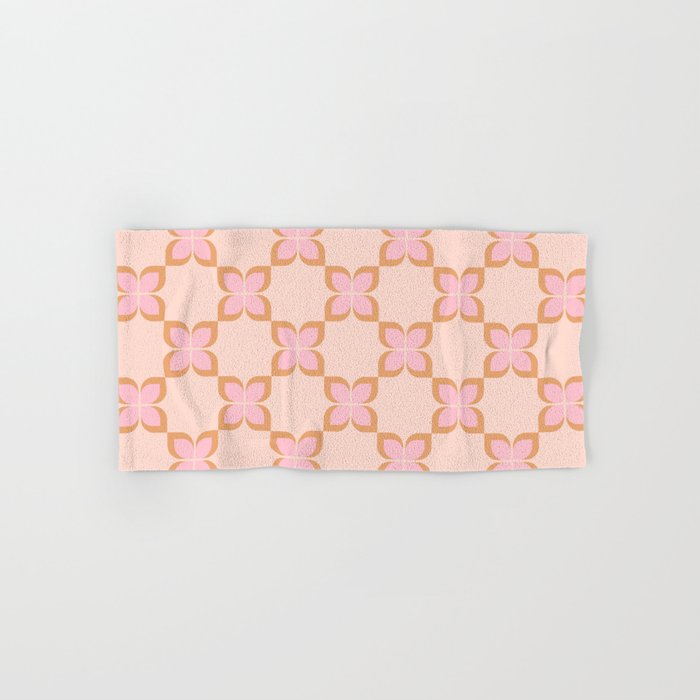 Retro floral check pink Bath Towel Gallery Image 1