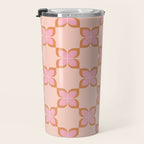 Retro floral check pink Travel Mug Gallery Image 3