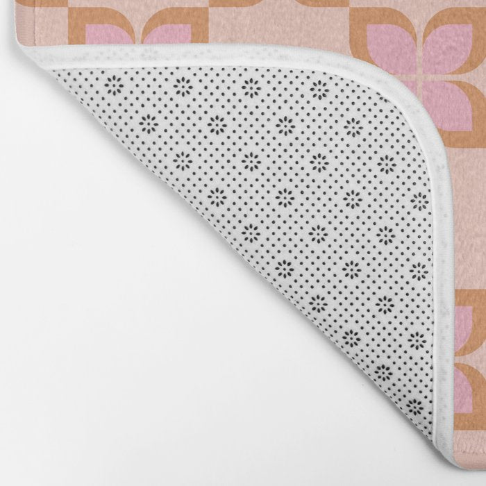 Retro floral check pink Bath Mat Gallery Image 2
