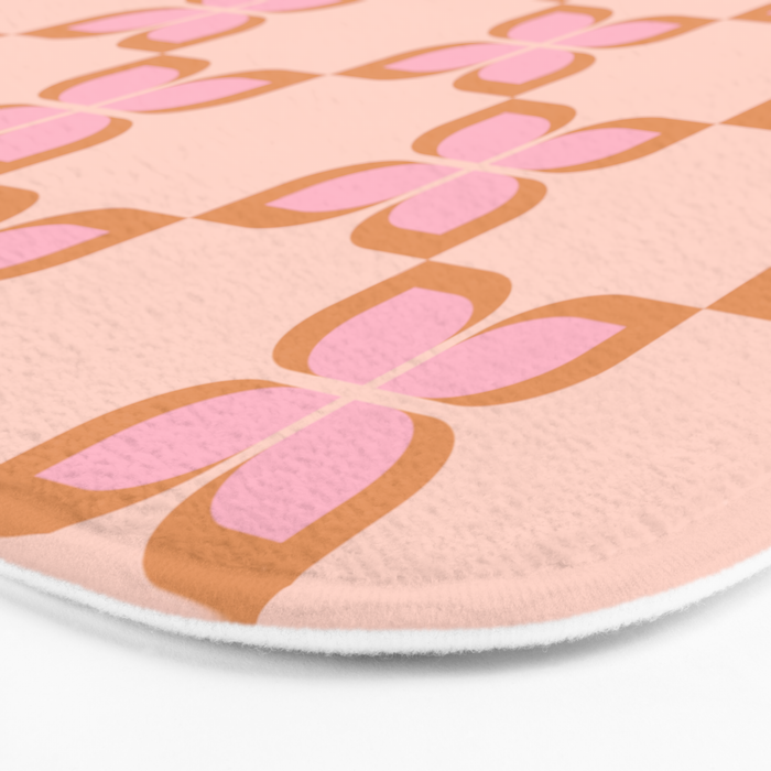 Retro floral check pink Bath Mat Gallery Image 3