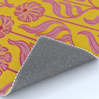 Art Deco Chic: Pink Flowers on Mustard Yellow Rug Gallery Image 4