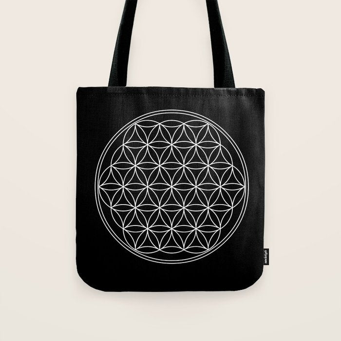 Flower of life on black Tote Bag Gallery Image 1