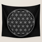 Flower of life on black Wall Tapestry Gallery Image 4