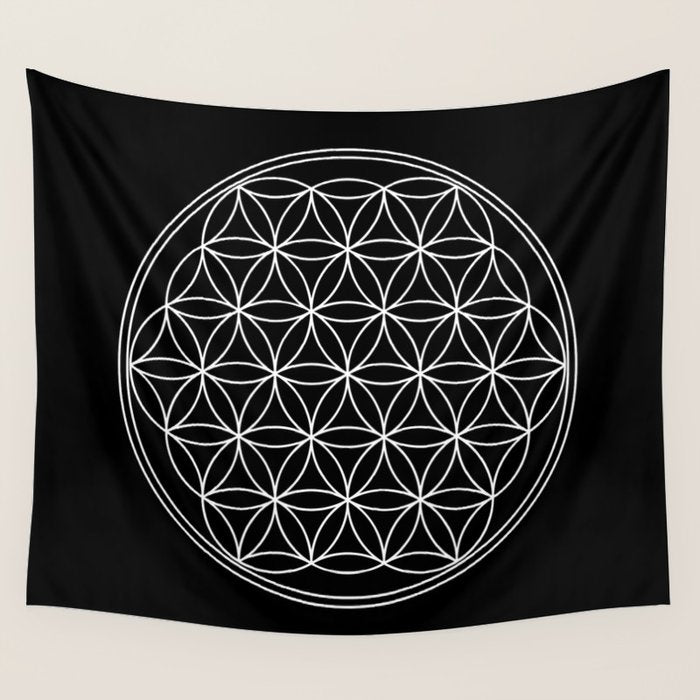 Flower of life on black Wall Tapestry Gallery Image 4