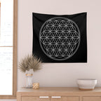 Flower of life on black Wall Tapestry Gallery Image 2