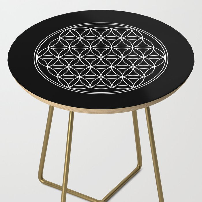 Flower of life on black Side Table Gallery Image 2